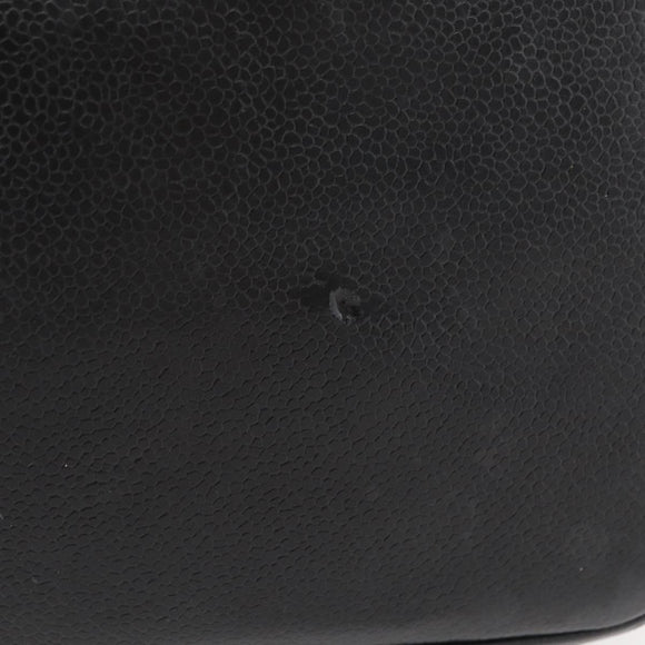 CHANEL Standard Tote Bag Caviar Skin Black Silver CC Auth bs34946