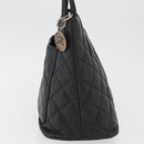 CHANEL Standard Tote Bag Caviar Skin Black Silver CC Auth bs34946-4