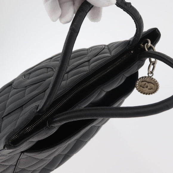 CHANEL Standard Tote Bag Caviar Skin Black Silver CC Auth bs34946