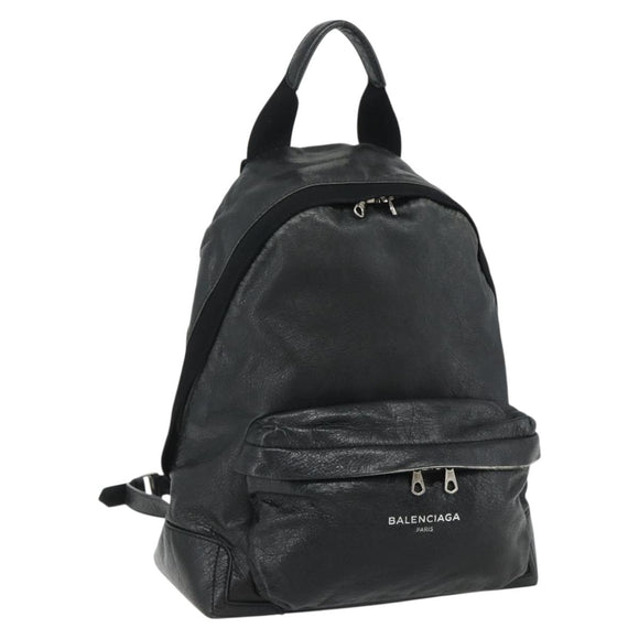 BALENCIAGA Backpack Leather Black Silver 409010 Auth bs34947