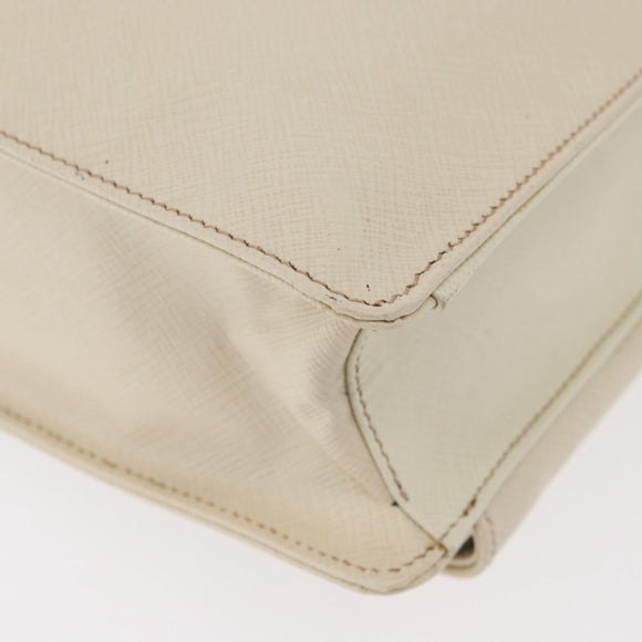 PRADA Business Bag Safiano leather Ivory Silver Auth bs34948A