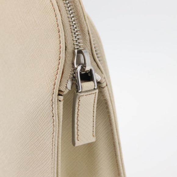 PRADA Business Bag Safiano leather Ivory Silver Auth bs34948A