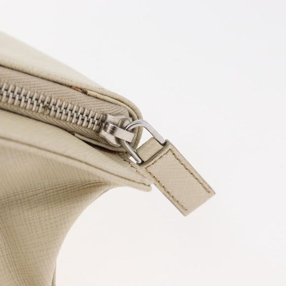 PRADA Business Bag Safiano leather Ivory Silver Auth bs34948A