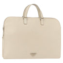 PRADA Business Bag Safiano leather Ivory Silver Auth bs34948A-1