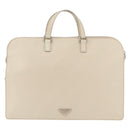 PRADA Business Bag Safiano leather Ivory Silver Auth bs34948A-13