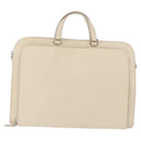 PRADA Business Bag Safiano leather Ivory Silver Auth bs34948A-2