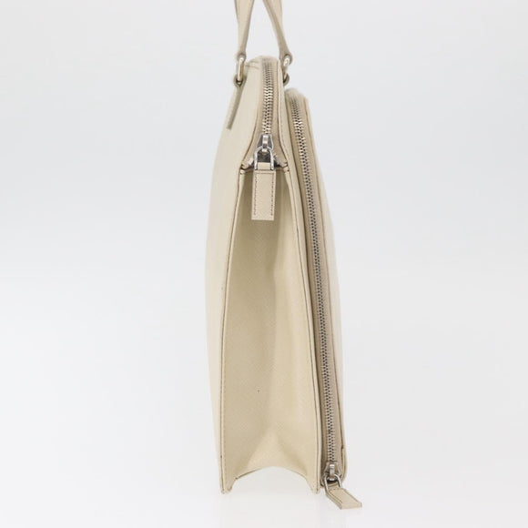 PRADA Business Bag Safiano leather Ivory Silver Auth bs34948A