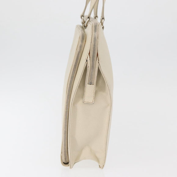 PRADA Business Bag Safiano leather Ivory Silver Auth bs34948A
