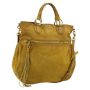 Miu Miu Hand Bag Suede 2way Yellow Gold Auth bs34949-1