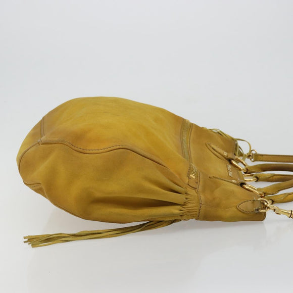 Miu Miu Hand Bag Suede 2way Yellow Gold Auth bs34949
