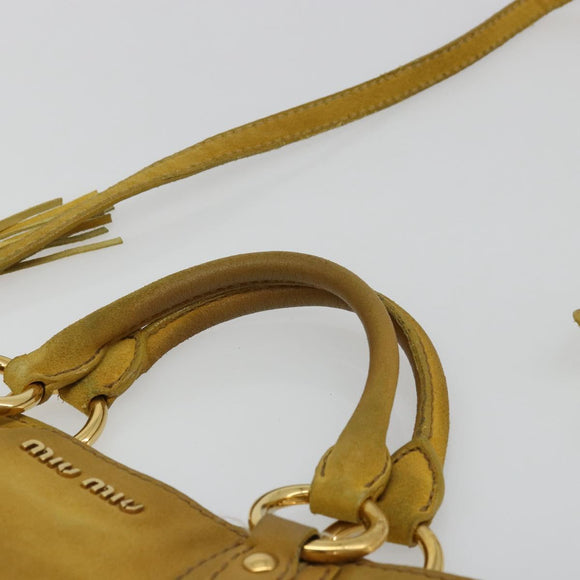 Miu Miu Hand Bag Suede 2way Yellow Gold Auth bs34949