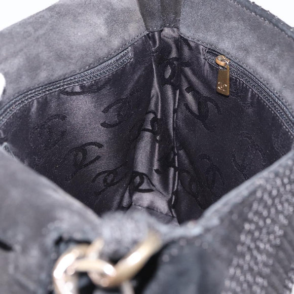 CHANEL Wild Stitch Chain Shoulder Bag Wildleder Schwarz Gold CC Auth bs34950A