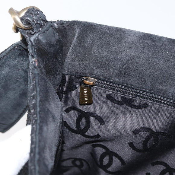 CHANEL Wild Stitch Chain Shoulder Bag Wildleder Schwarz Gold CC Auth bs34950A