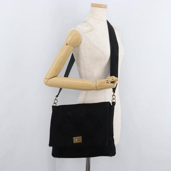 CHANEL Wild Stitch Chain Shoulder Bag Wildleder Schwarz Gold CC Auth bs34950A