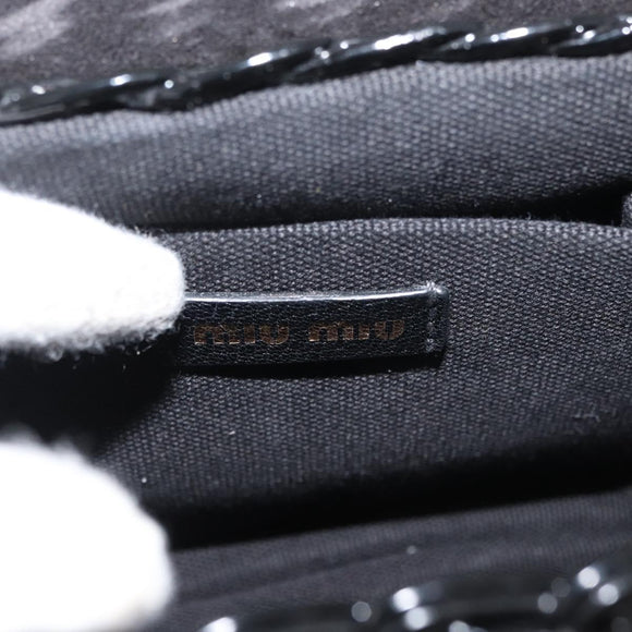 Miu Miu Shoulder Bag Straw Black Gold Auth bs34953V
