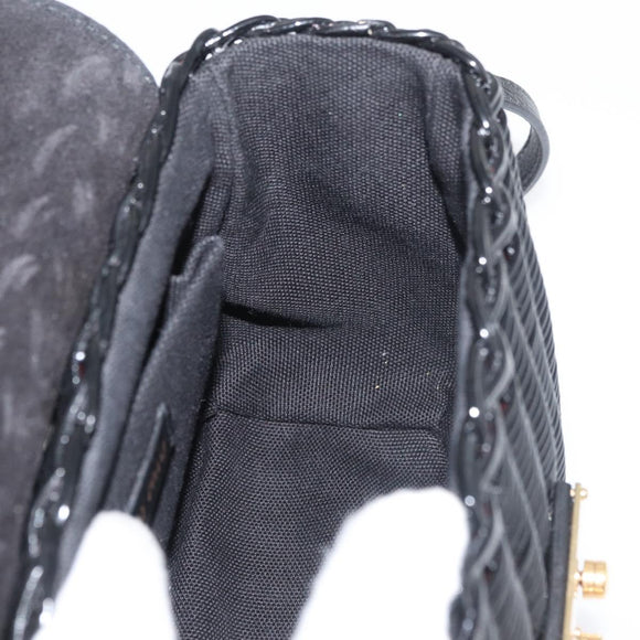 Miu Miu Shoulder Bag Straw Black Gold Auth bs34953V