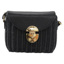 Miu Miu Shoulder Bag Straw Black Gold Auth bs34953V-13