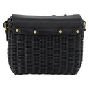Miu Miu Shoulder Bag Straw Black Gold Auth bs34953V-2