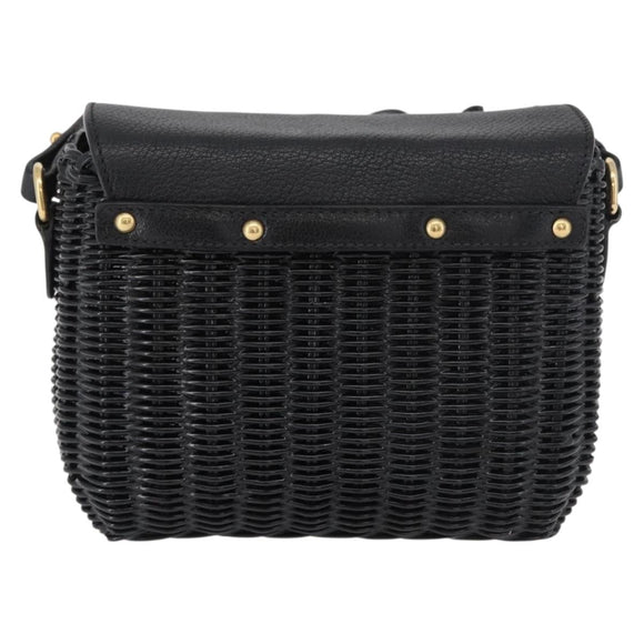 Miu Miu Shoulder Bag Straw Black Gold Auth bs34953V