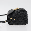 Miu Miu Shoulder Bag Straw Black Gold Auth bs34953V-4