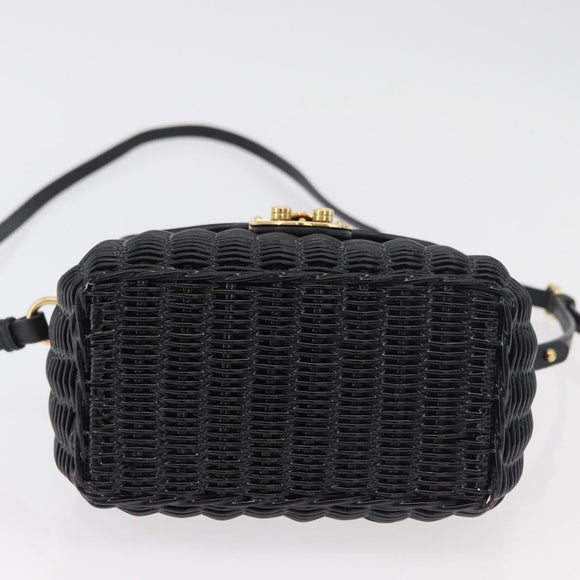 Miu Miu Shoulder Bag Straw Black Gold Auth bs34953V