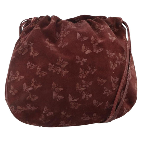 BOTTEGA VENETA Shoulder Bag Suede Bordeaux Gold Auth bs34964