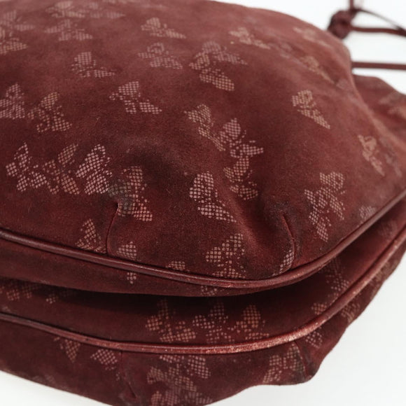BOTTEGA VENETA Shoulder Bag Suede Bordeaux Gold Auth bs34964