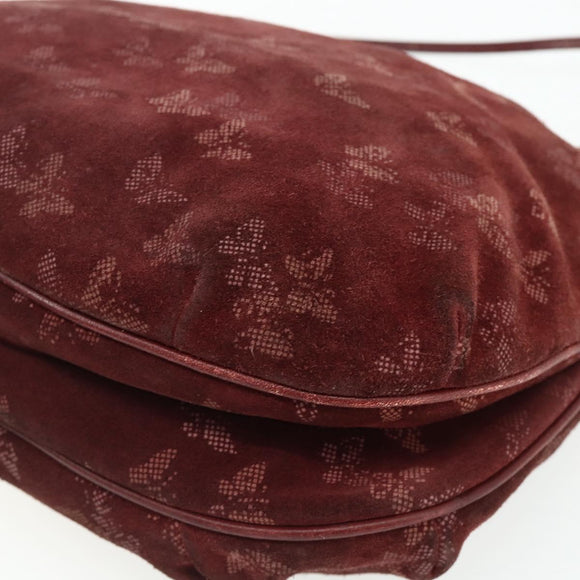 BOTTEGA VENETA Shoulder Bag Suede Bordeaux Gold Auth bs34964