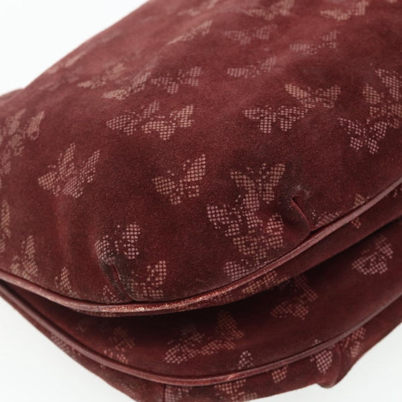 BOTTEGA VENETA Shoulder Bag Suede Bordeaux Gold Auth bs34964