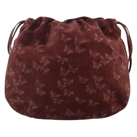 BOTTEGA VENETA Shoulder Bag Suede Bordeaux Gold Auth bs34964