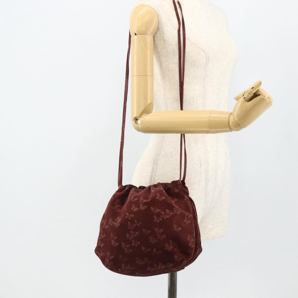 BOTTEGA VENETA Shoulder Bag Suede Bordeaux Gold Auth bs34964