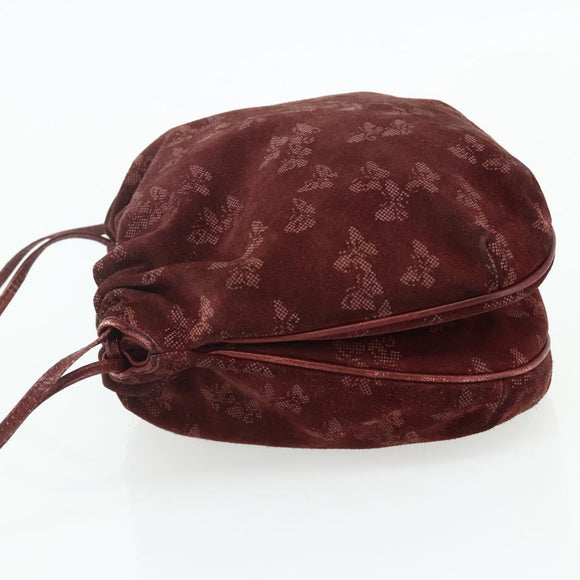 BOTTEGA VENETA Shoulder Bag Suede Bordeaux Gold Auth bs34964