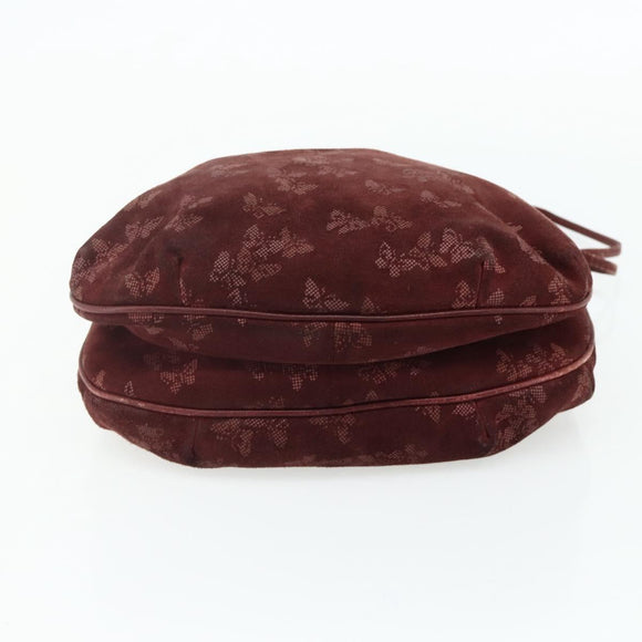 BOTTEGA VENETA Shoulder Bag Suede Bordeaux Gold Auth bs34964