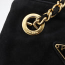 PRADA Chain Shoulder Bag Suede Black Gold Auth bs34965-10