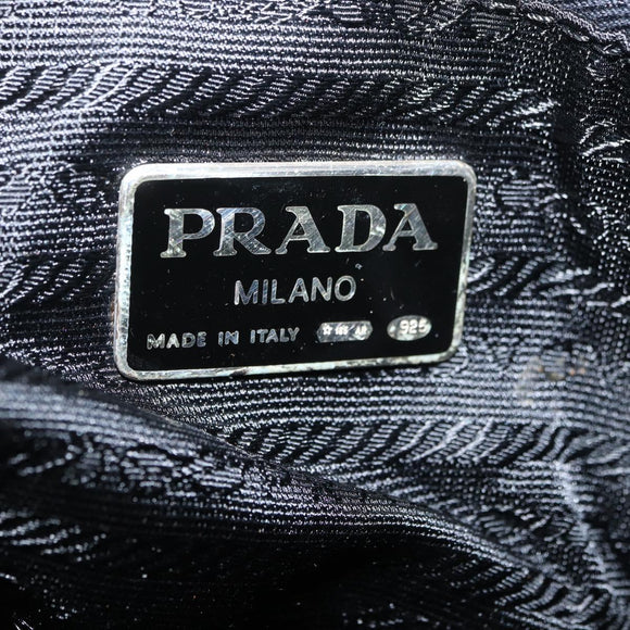 PRADA Chain Shoulder Bag Suede Black Gold Auth bs34965