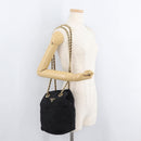 PRADA Chain Shoulder Bag Suede Black Gold Auth bs34965-23