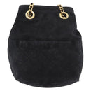 PRADA Chain Shoulder Bag Suede Black Gold Auth bs34965-2