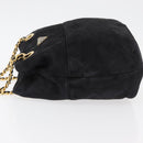 PRADA Chain Shoulder Bag Suede Black Gold Auth bs34965-4