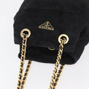 PRADA Chain Shoulder Bag Suede Black Gold Auth bs34965-6