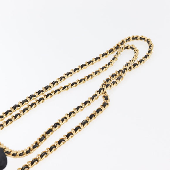 PRADA Chain Shoulder Bag Suede Black Gold Auth bs34965