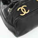 CHANEL Tas Ketting Schoudertas Lakleer Zwart Goud CC Auth bs34966-16