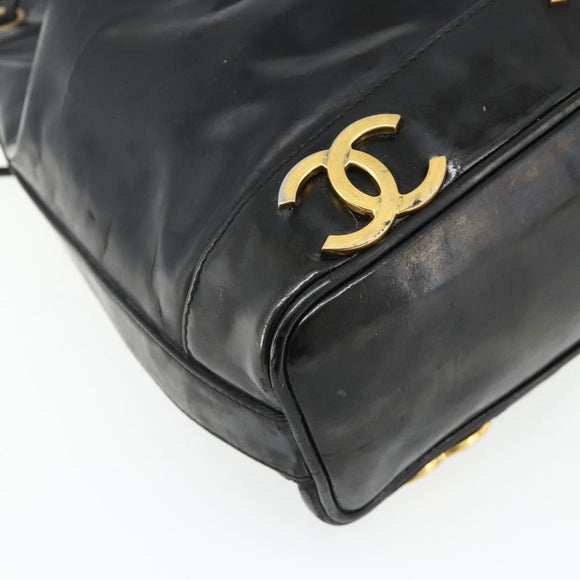 CHANEL Tas Ketting Schoudertas Lakleer Zwart Goud CC Auth bs34966