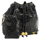 CHANEL Tas Ketting Schoudertas Lakleer Zwart Goud CC Auth bs34966-1
