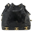 CHANEL Tas Ketting Schoudertas Lakleer Zwart Goud CC Auth bs34966-2