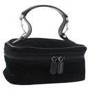 GUCCI Horsebit Vanity Bag Hand Bag Suede Black Silver 032 1705 0141 Auth bs34967-1