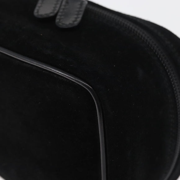 GUCCI Horsebit Vanity Bag Hand Bag Suede Black Silver 032 1705 0141 Auth bs34967