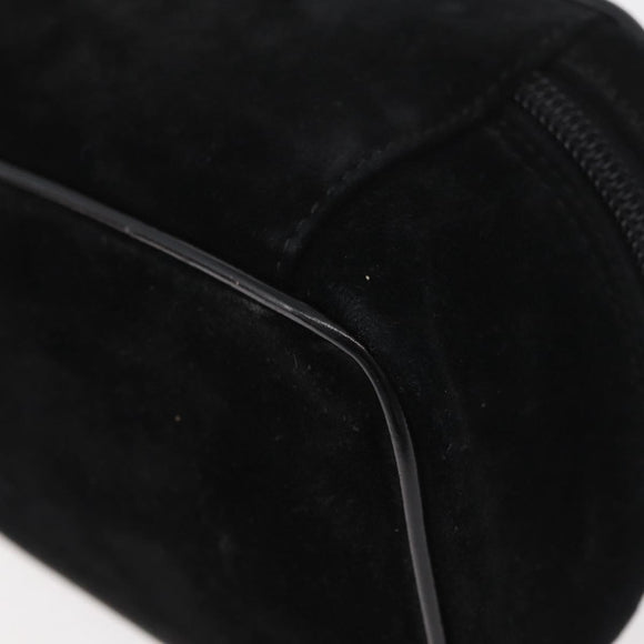 GUCCI Horsebit Vanity Bag Hand Bag Suede Black Silver 032 1705 0141 Auth bs34967