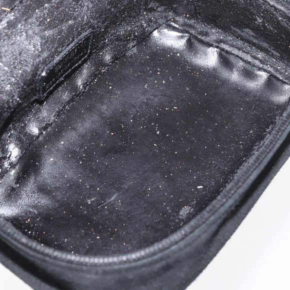 GUCCI Horsebit Vanity Bag Hand Bag Suede Black Silver 032 1705 0141 Auth bs34967