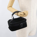 GUCCI Horsebit Vanity Bag Hand Bag Suede Black Silver 032 1705 0141 Auth bs34967-20
