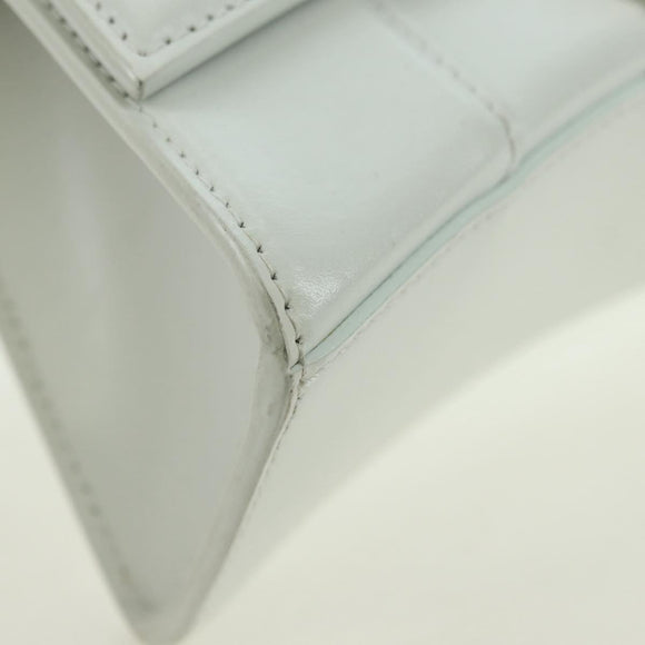 BALENCIAGA Hour Glass Hand Bag Leather 2way White Silver 592833 Auth bs34969M